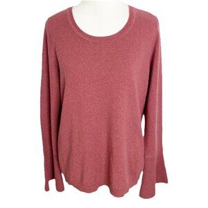 Lark & Ro Cashmere Dusty Rose Mauve Crewneck Sweater Bell‎ Sleeves Large